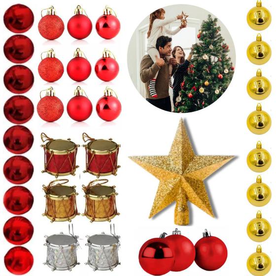 Imagem de Enfeites Para Árvores De Natal Decoração Bolinhas Kit 43uni
