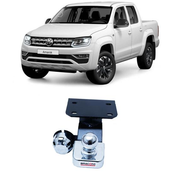 Imagem de Engate Braconi Amarok Fixa Para-Choque 2010 até 2017 Não Precisa Furar com Bola Cromada Tração até 1000kg - VW40