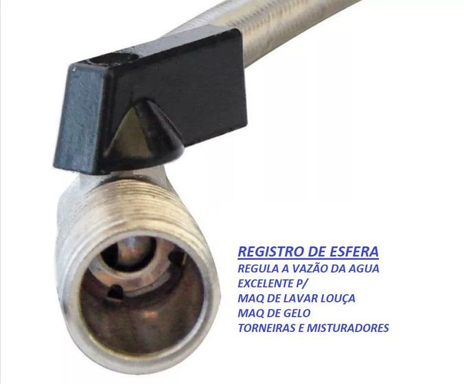 Imagem de Engate flexivel c/ registro p/ maquina de lavar-secar-lava louças 1/2 x 3/4