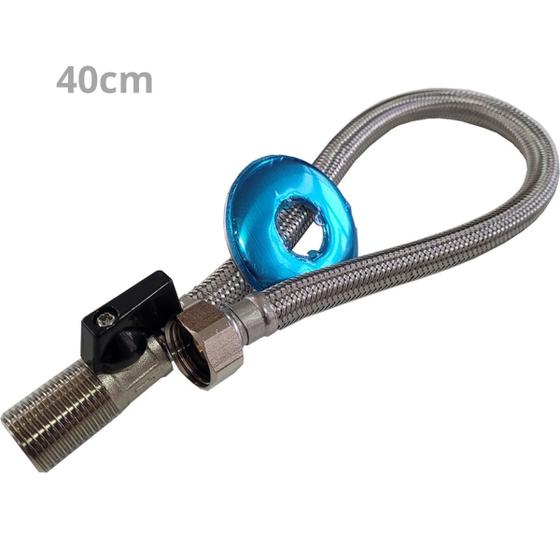 Engate Flexível com Registro 40cm Aço Inóx Lavatório Torneiras Banheiro Cozinha Menor preço em Engate Flexível com Registro 40cm Aço Inóx Lavatório Torneiras Banheiro Cozinha