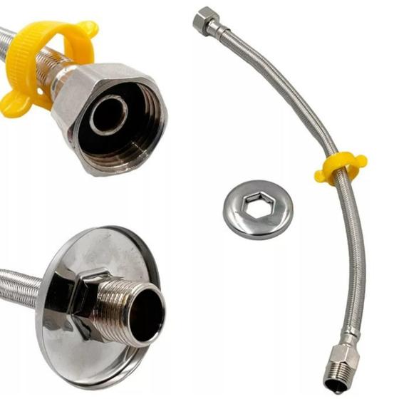 Engate Mangueira Flexível De Aço Inox Trançado 60cm Rosca Macho/Fêmea De 1/2 Polegada Banheiro Menor preço em Engate Mangueira Flexível De Aço Inox Trançado 60cm Rosca Macho/Fêmea De 1/2 Polegada Banheiro