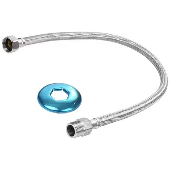 Imagem de Engate Mangueira Flexível Trançado Aço Inox 30Cm Quente Fria