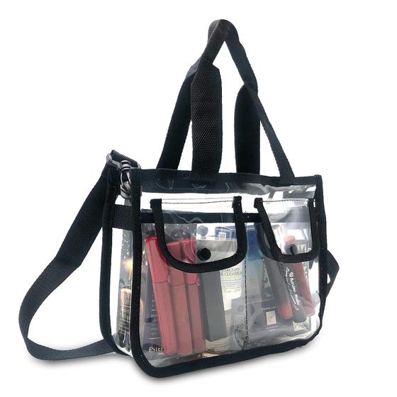 Imagem de Enkrio Clear Makeup Bag com Saco Cosmético Portátil de Alça para Mulheres e Meninas Impermeáveis Sacos de Higiene Pessoal Transparentes para Viagens de Praia