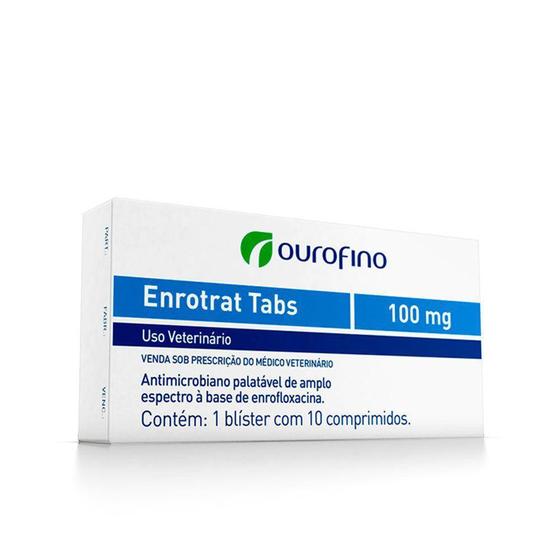 Imagem de Enrotrat Tabs Antimicrobiano Palatável 100mg - Cartela com 10 Comprimidos - Ouro Fino