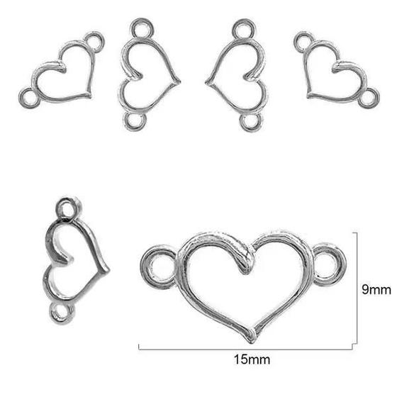 Imagem de Entremeio De Metal Formato Coração 15X9Mm Com 5 Unidades