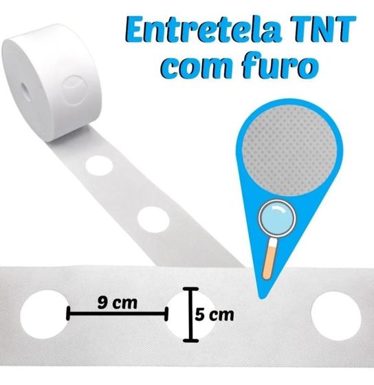 Imagem de Entretela P/Cortina TNT 10 metros Com Furo 10cm (28mm)