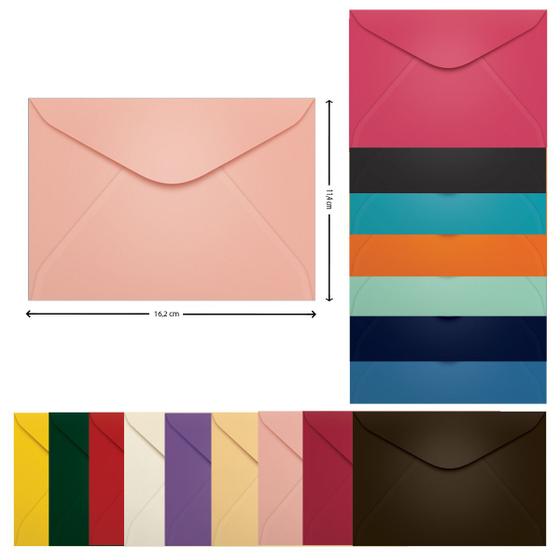 Imagem de Envelope Carta Colorido 11,4 x 16,2 cm Scrity 100 Unidades