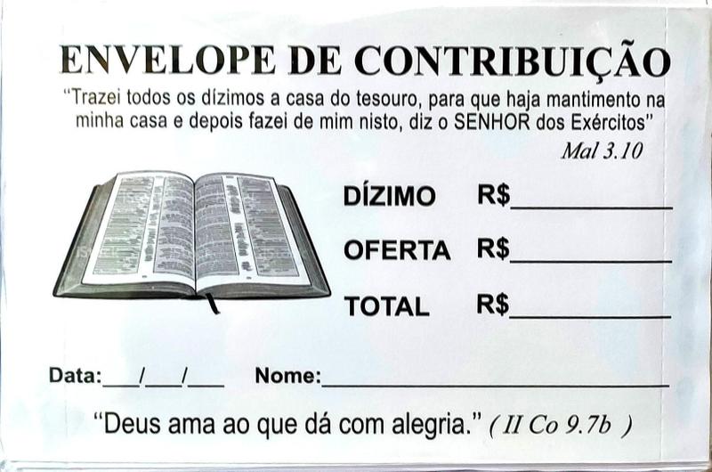 Imagem de Envelope De Dízimo E Oferta Pacote C/100 Unidades Branco