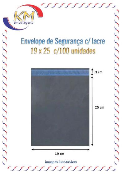 Imagem de Envelope de segurança cinza 19x25 c/100 unid. - saco lacre, embalagem inviolável (8577)