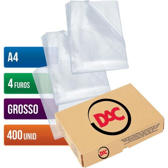 Imagem de Envelope Plástico A4 4 Furos Grosso 0,15MM - Caixa com 400