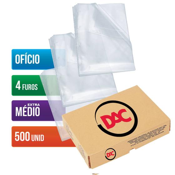 Imagem de Envelope Plástico DAC Ofício com espessura Extra Grossa e 4 Furos 300 Unidades