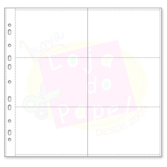 Imagem de Envelope Plástico P/ Álbum Universal 30,5 X 30,5cm C/6 Divisórias Fotos C/10un