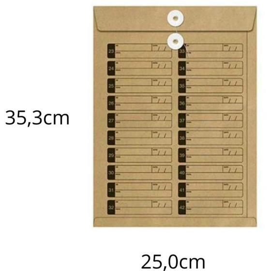 Imagem de Envelope Saco Natural VAI-VEM com ILHÓS 250X353MM KN35V Caixa com 100