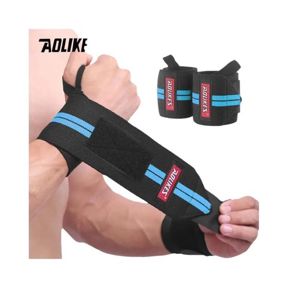 Imagem de Envoltórios de Pulso para Levantamento de Peso Aolikes - Suporte Profissional com Alça Resistente