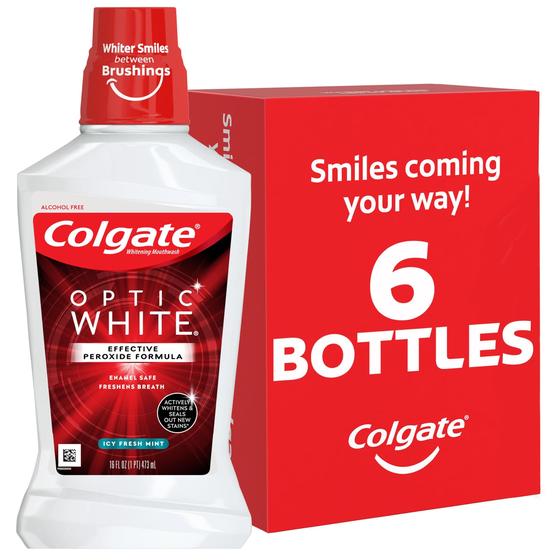 Imagem de Enxaguante bucal Colgate Optic White Whitening 473 mL com peróxido de hidrogênio