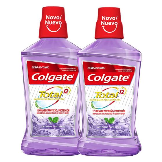 Imagem de Enxaguante Bucal Colgate Total 12 Anti Tartar Sem Álcool 500ml  Kit com duas unidades