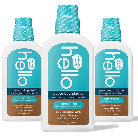 Imagem de Enxaguante Bucal Hello Peace Out Plaque - 473ml (Kit com 3)
