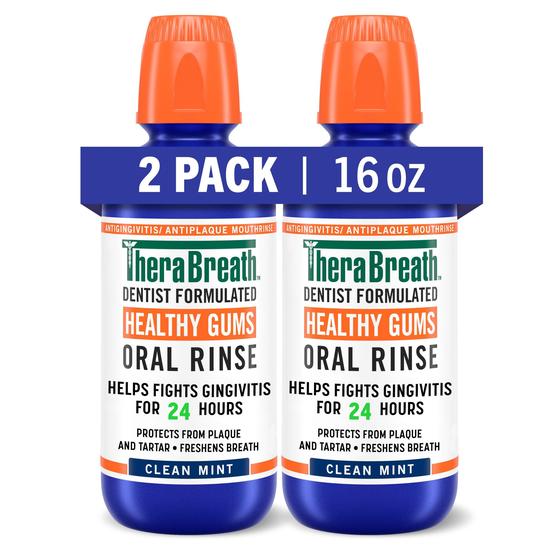 Imagem de Enxaguante Bucal TheraBreath Healthy Gums Clean Mint - 2 Frascos de 480ml