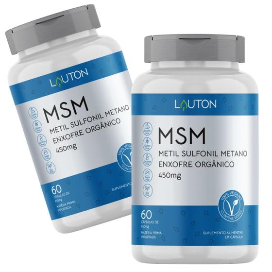 Imagem de Enxofre Orgânico 450mg Premium - MSM Metil Sulfonil Metano Vegano Lauton - Kit 2