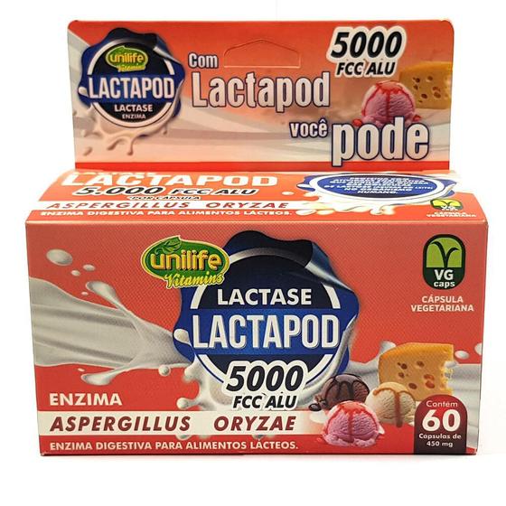 Enzima Lactase 5000 FCC Lactapod Unilife 60 cápsulas Lactase