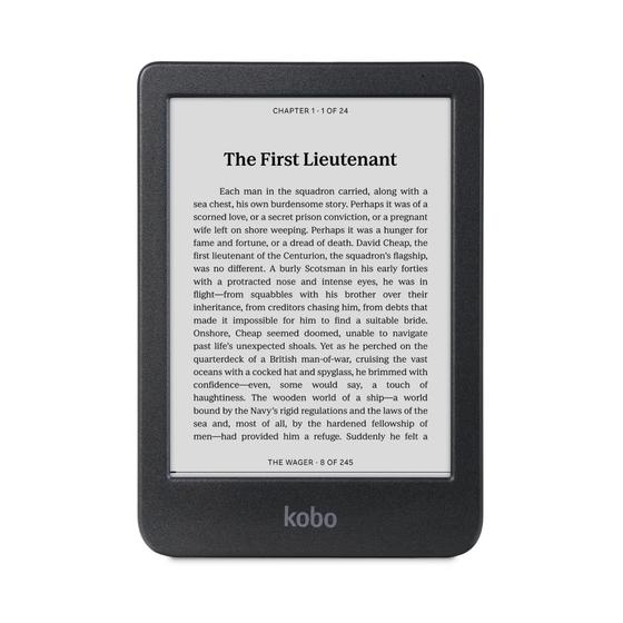 Imagem de eReader Kobo Clara BW de 6 polegadas sem brilho à prova d'água 16 GB preto