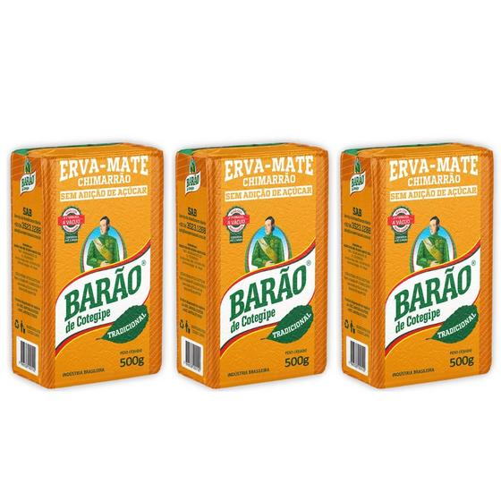 Imagem de  Erva Mate Tradicional Vácuo Chimarrão Barão Cotegipe 3und 500g Cada