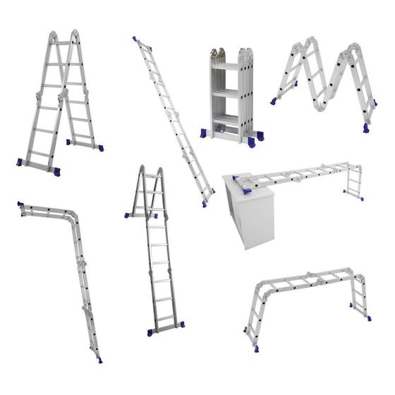 Imagem de Escada Articulada 12 Degraus 4x3 Em Alumínio Mor