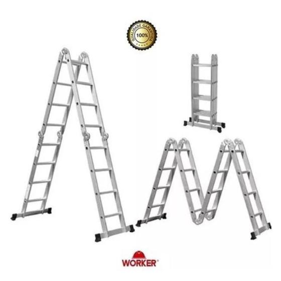 Imagem de Escada Articulada em Alumínio 3X4 12 Degraus 428132 - Worker
