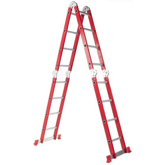 Escada Articulada Multifuncional 16 Degraus 4x4 Vermelho Escarlate Menor preço em Escada Articulada Multifuncional 16 Degraus 4x4 Vermelho Escarlate