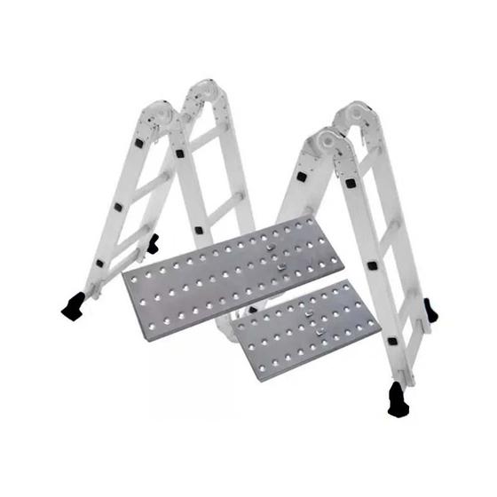 Escada articulada multifuncional alumínio com plataforma 4x3 12 degraus - pintura, profissional Menor preço em Escada articulada multifuncional alumínio com plataforma 4x3 12 degraus - pintura, profissional