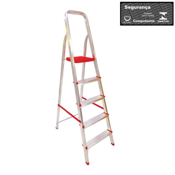 Escada de 5 Degraus Botafogo Lar&Lazer Suprema - Alumínio Menor preço em Escada de 5 Degraus Botafogo Lar&Lazer Suprema - Alumínio