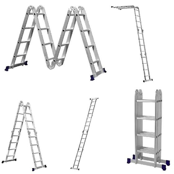 Imagem de Escada de Alumínio Articulada Multifuncional 4 x 4 com 16 Degraus EVALD