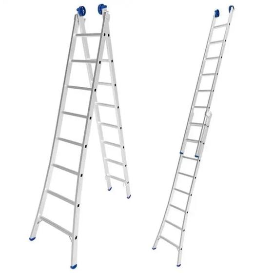 Imagem de Escada de Alumínio Extensiva 2 x 8 Degraus 2,53 x 4,21 Metros MOR