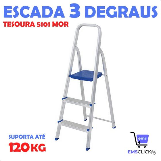 Imagem de Escada De Alumínio Slim 3 Degraus Tesoura Mor