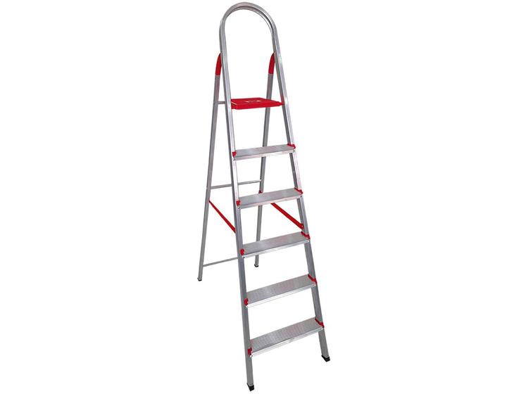 Imagem de Escada de Alumínio Tesoura 6 Degraus Doméstica
