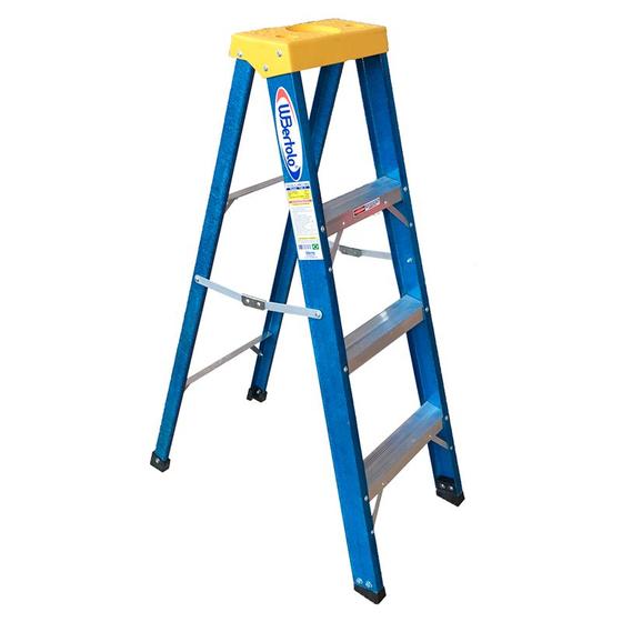 Imagem de Escada de Fibra Tesoura 5 Degraus Azul - W. Bertolo