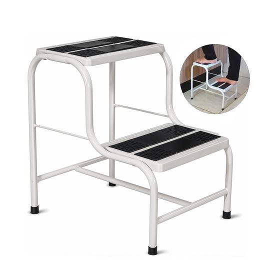 Imagem de Escada Escadinha Aço 02 Degraus Maca Hospitalar Suporta 100kg