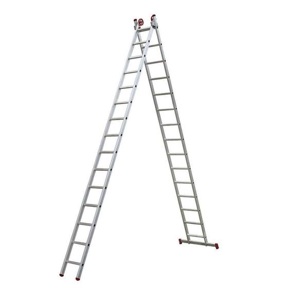 Escada Extensiva 3 em 1 em Alumínio 15 x 2 Degraus Botafogo Menor preço em Escada Extensiva 3 em 1 em Alumínio 15 x 2 Degraus Botafogo