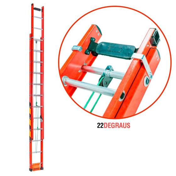 Imagem de Escada Extensiva de Fibra de Vidro 22 Degraus 4,20 x 7,20 Metros EF4.2 FIBERMAX