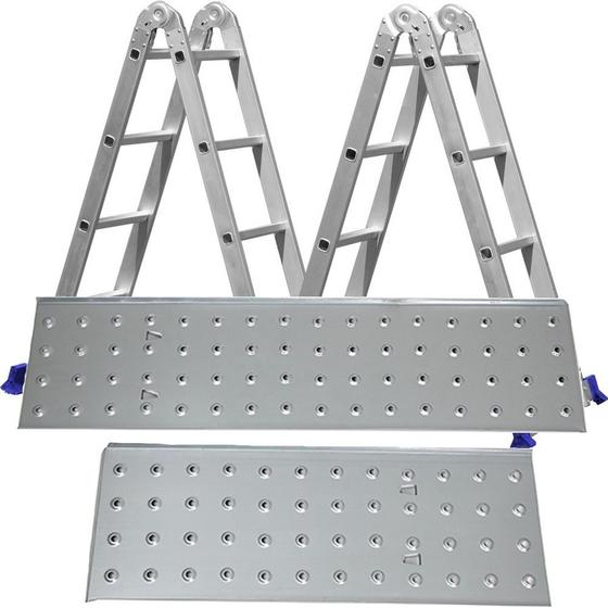 Imagem de Escada Multifuncional 4x4 16 Degraus Com Plataforma Em Aço - Mor 5134