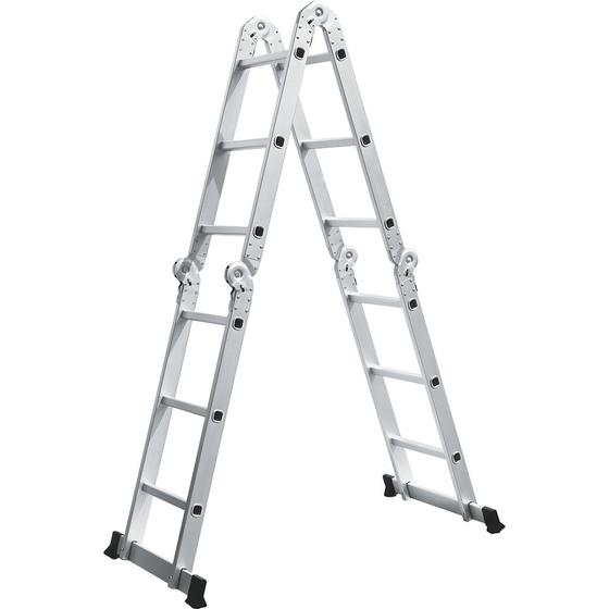 Imagem de Escada Multifuncional Evolux 4x3 - 3,29m - 12 degraus - Sete Posições Prática Alumínio Resistente Limpeza Fácil Doze Degraus