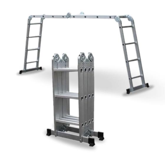 Imagem de Escada Multifuncional Extensível Alumínio sem Plataforma 4x3 12 Degraus 3,26m