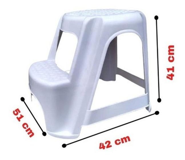 Imagem de Escada Para Maca 2 Degraus Plástico Reforçado Auxiliar Prática