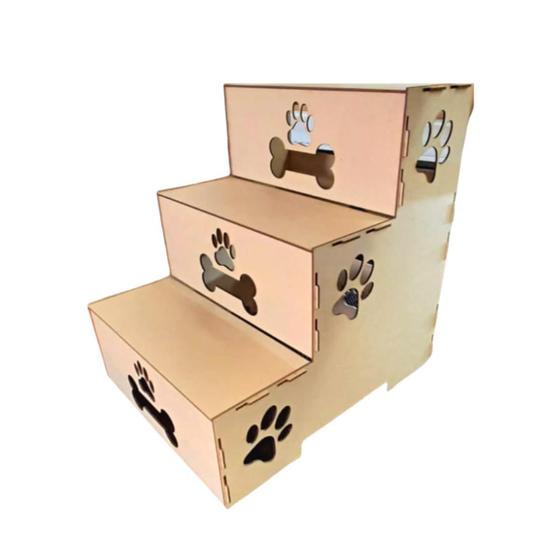 Escada Para Pet Cachorro E Gato Feita Em Madeira Natural 100% MDF 3mm Com 45cm De Altura Menor preço em Escada Para Pet Cachorro E Gato Feita Em Madeira Natural 100% MDF 3mm Com 45cm De Altura