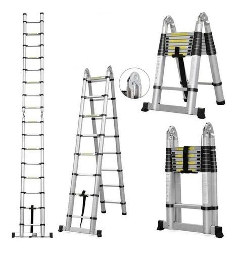 Imagem de Escada Telescópica Dupla 14 Degraus 4,4 metros Alumínio Charbs