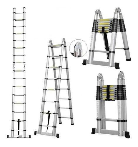 Escada Telescópica Dupla 14 Degraus 4,4 metros Alumínio Charbs Menor preço em Escada Telescópica Dupla 14 Degraus 4,4 metros Alumínio Charbs