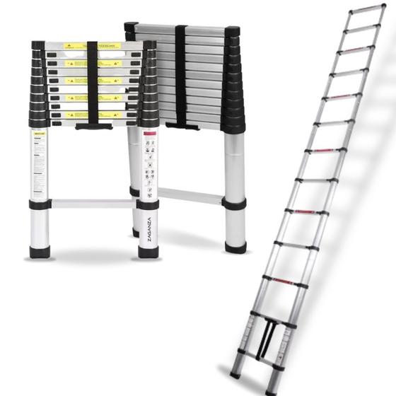 Imagem de Escada Telescópica Extensível 2,6m com 8 Degraus em Alumínio
