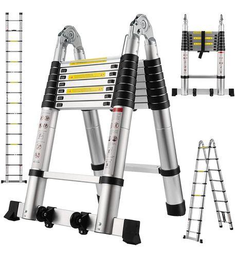Escada Telescópica Multifuncional 16 Degraus 5m Aluminio Qualidade. Menor preço em Escada Telescópica Multifuncional 16 Degraus 5m Aluminio Qualidade.