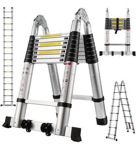 Imagem de Escada Telescópica Multifuncional 16 Degraus 5m Aluminio Qualidade.