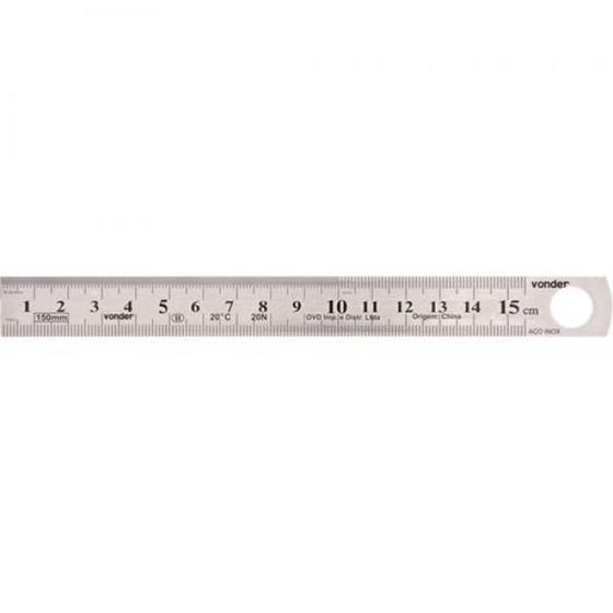 Escala de aço inox 150 mm rígida Vonder 35.61.208.000 - Escala Métrica